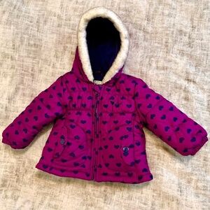 ⭐️ 3/$45 Oshkosh B'Gosh Jacket Fleece Lined with Faux Fur Trim Hood SIZE 12M